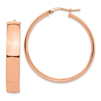 14k Rose Gold High Polished 1 1/2" Hoop Earrings