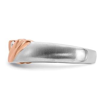 14K Two-tone Rose and White Gold Lab Grown Diamond Men's Band