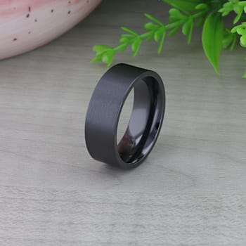 SAN BERNARDINO Brushed Finish Flat Black Titanium Men’s Wedding Band 8mm