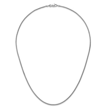 Rhodium Over Sterling Silver Polished 2.0mm Box 20 Inch Chain