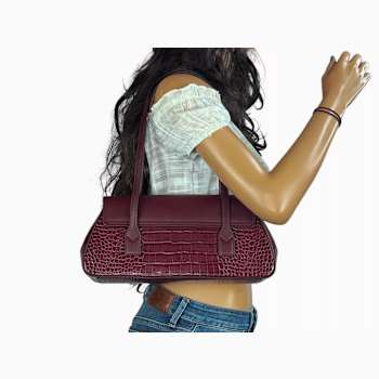 Michael Kors Katya Medium Shoulder Flap Handbag in Exotic Embossed Oxblood