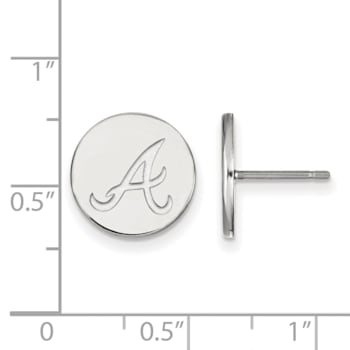 Rhodium Over Sterling Silver MLB LogoArt Atlanta Braves Post Earrings