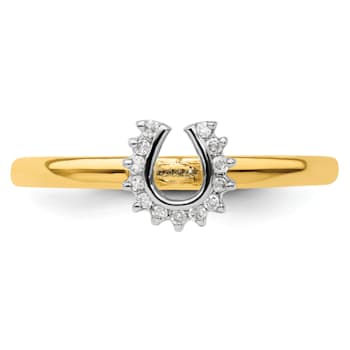 10K Yellow Gold Over Sterling Silver Stackable Expressions Diamond
Horseshoe Ring 0.07ctw