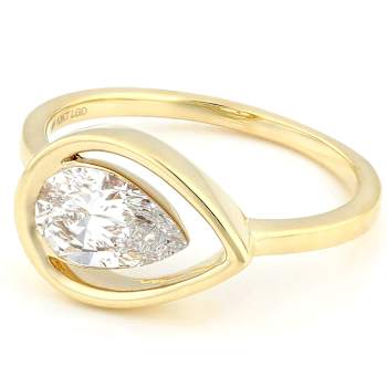 Timeless Lab-Grown Floating Pear Diamond Solitaire Ring In 10K Gold