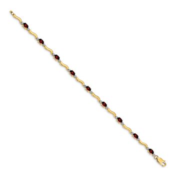 10k Yellow Gold and Rhodium Over 10k Yellow Gold Fancy Diamond, Garnet Bracelet