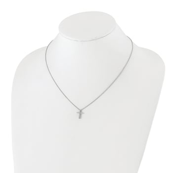 Rhodium Over 14K White Gold Lab Grown Diamond VS/SI GH, Cross Pendant Necklace