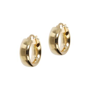 18K Yellow Gold Over Sterling Silver Polished 1/2" Round Hoop Earrings