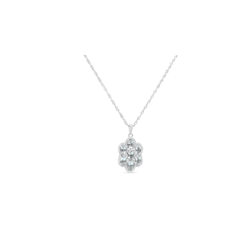 Oval Aquamarine and Cubic Zirconia Rhodium Over Sterling Silver Pendant
with chain, 2.64ctw