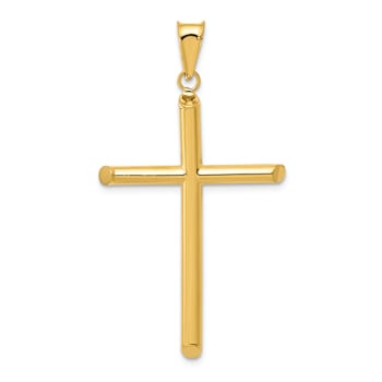 14k Yellow Gold 3D Polished Cross Pendant