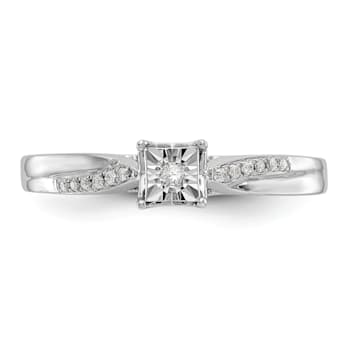 Rhodium Over 14K White Gold First Promise Diamond Promise/Engagement
Ring 0.05ctw