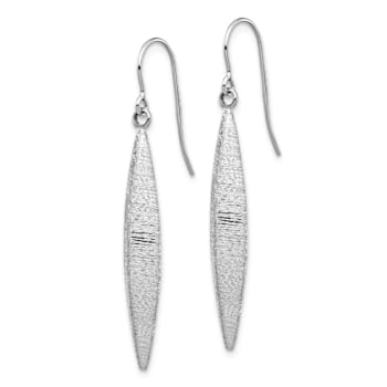 Rhodium Over 14k White Gold Brushed and Textured Dangle Earrings