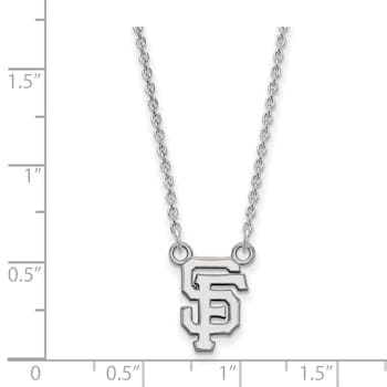Rhodium Over Sterling Silver MLB LogoArt San Francisco Giants Pendant Necklace