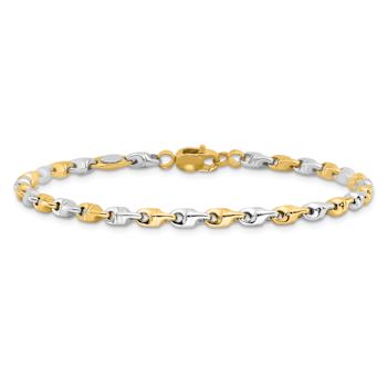 14k Two-tone Gold Polished Fancy Link Bracelet