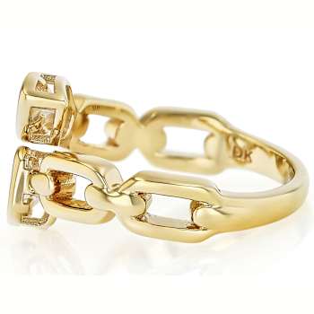 Contemporary Emerald And Pear Cut Moissanite Bypass Ring In 14K Gold
Over Sterling Silver