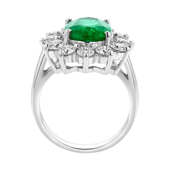4.30ctw Emerald and Diamond Ring in 14k White Gold