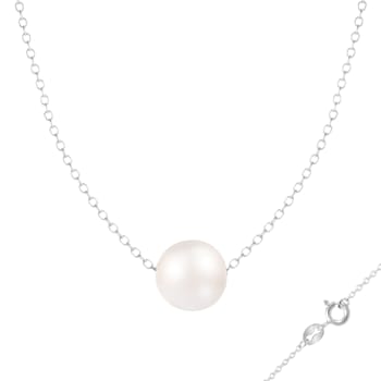 9.5-10.5mm White Cultured Freshwater Pearl Sterling Silver Necklace