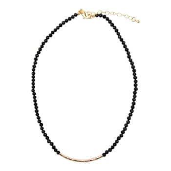 Barse Onyx Bar Necklace In 18K Gold Over Brass