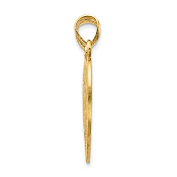 14k Yellow Gold Brushed Reversible Forever and Ever Break-Apart Heart Pendant