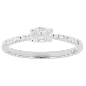 Oval And Round Lab-Grown Diamond Band Ring In Sterling Silver 0.40ctw