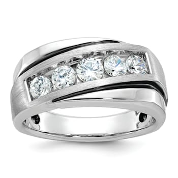 Rhodium Over 10K White Gold with Black Rhodium Men's Polished and Satin
A Diamond Ring 1.01ctw
