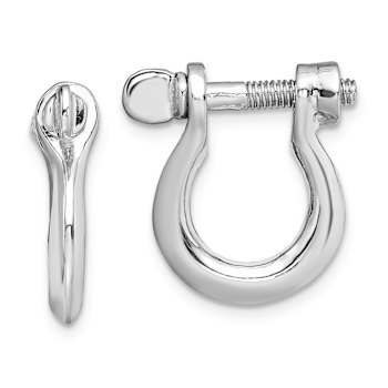 Rhodium Over Sterling Silver Polished Medium Shackle Link Screw Earrings