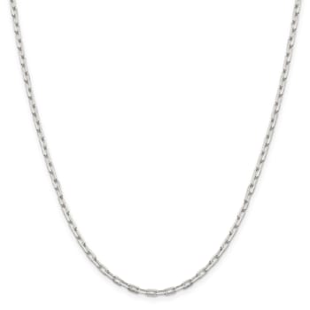 Sterling Silver 2.75mm Elongated Open Link Chain Necklace
