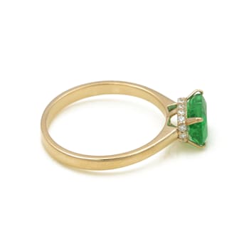 1.45 Ctw Emerald with 0.14 Ctw Diamond Ring in 14K YG