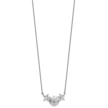 Rhodium Over Sterling Silver Sand Dollar and Starfish 16.5 Inch with 2
Inch Extension Necklace