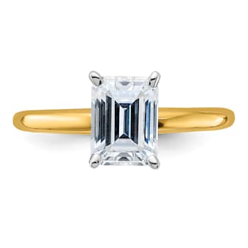 14K Yellow Gold With White Gold Accents 1 3/4 ct. G H I True Light
Emerald Moissanite Solitaire Ring