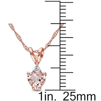 Morganite & Diamond 10K Rose Gold Pendant With Chain 0.52ctw