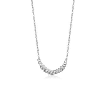 CZ Bar Necklace In Sterling Silver 16 Inch