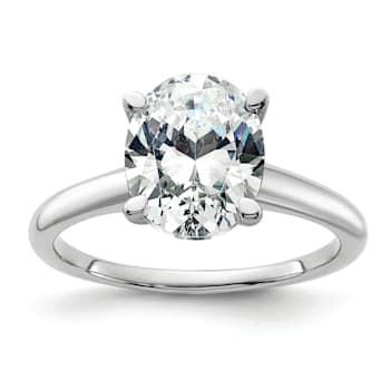 Rhodium Over 14K White Gold 3 ct. D E F Pure Light Oval Moissanite
Solitaire Ring