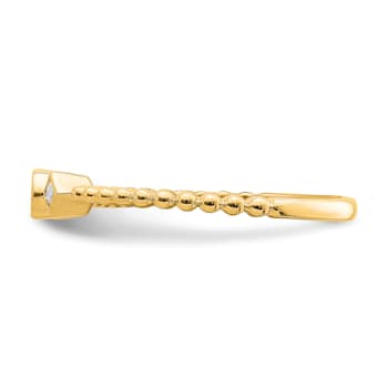 14K Yellow Gold Scalloped Band Petite Round Diamond Ring 0.1ctw