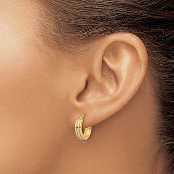 14k Yellow Gold and 14k White Gold Polished and Diamond-Cut 9/16"
Hoop Earrings