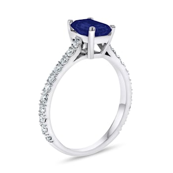 Sapphire and Diamond 14k White Gold Engagement Ring 1.36ctw