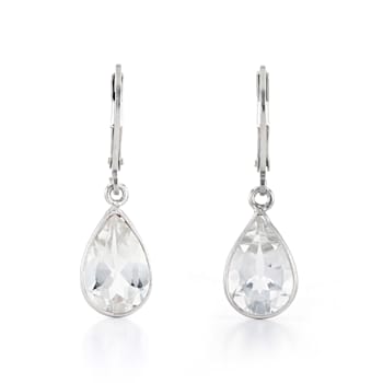 White Topaz Rhodium Over Sterling Silver Earrings 5.00ctw
