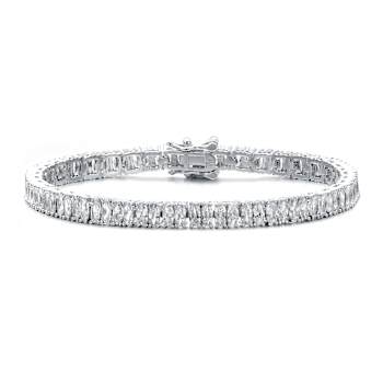 CZ Tennis Bracelet In White Rhodium Over Brass