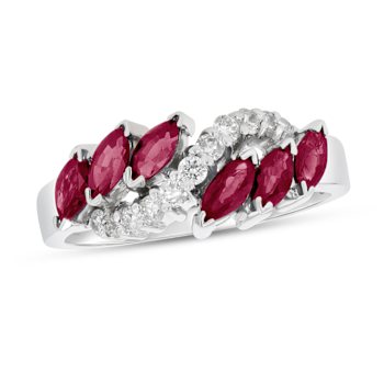 1.25ctw Marquise Ruby and Diamond Ring in 14k White Gold