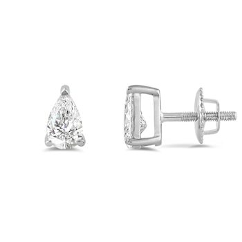 White Cubic Zirconia 14k White Gold Studs With Velvet Gift Box 0.50ctw