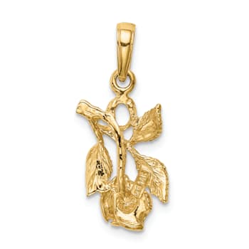 14k Yellow Gold Textured Rose Pendant
