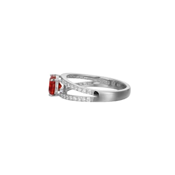 Red And White Cubic Zirconia Platinum Over Sterling Silver Ring 2.41ctw