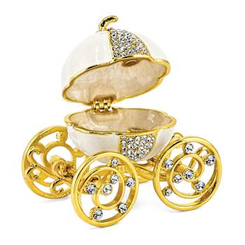AFTER MIDNIGHT Pumpkin Coach with Ring Pad Trinket Box