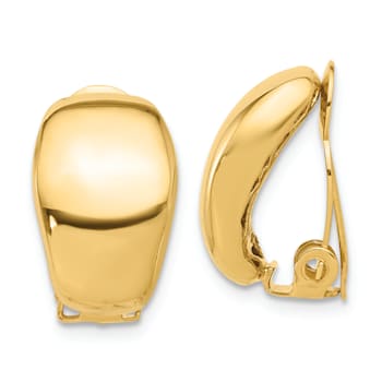14k Yellow Gold Polished Omega Clip Non-pierced Button Earrings