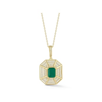 Rachel Zoe CZ Octagon Medallion Necklace in 14K Gold Over Sterling Silver