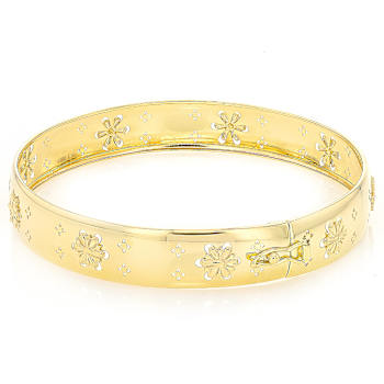 Italian Nobile Bloom Opera Bangle In Solid 14K Yellow Gold