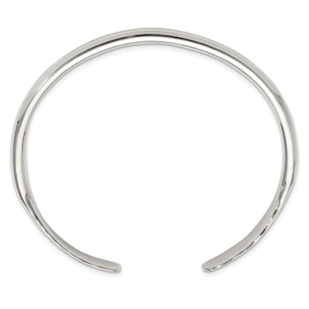 Sterling Silver Polished with Hammered Ends Cuff Bracelet