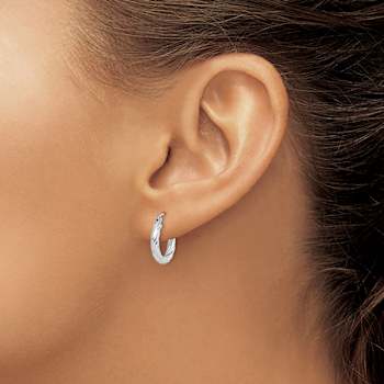 Rhodium Over Sterling Silver 2.7x15mm Twisted Hoop Earrings
