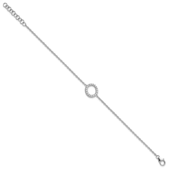 Rhodium Over 14k White Gold Diamond Sideways Letter O Bracelet