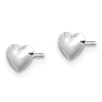 Rhodium Over 14k White Gold Children's Polished Heart Stud Earrings