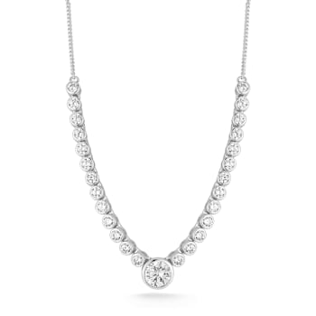 Rachel Zoe CZ Tennis Necklace with Round Center Stone in Rhodium Over
Sterling Silver